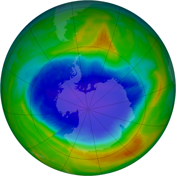 Antarctic ozone map for 09 November 1987